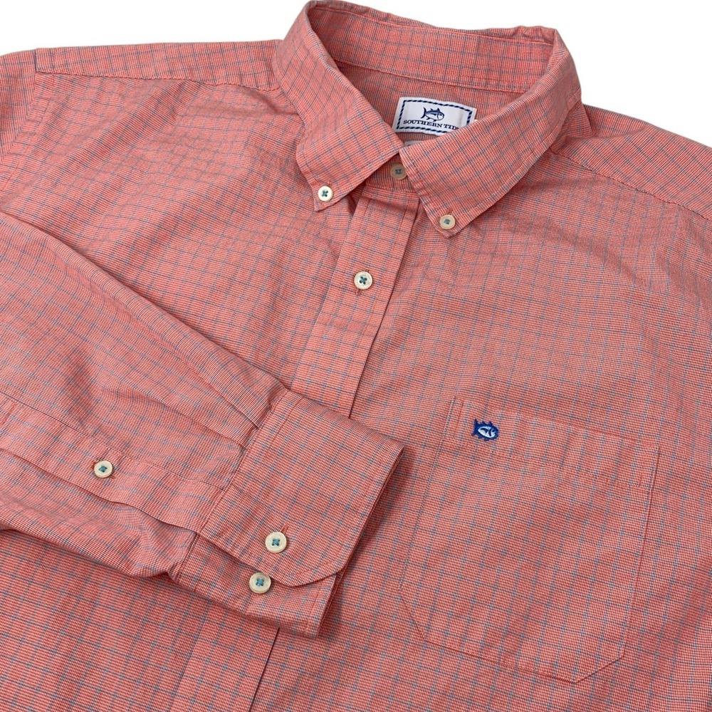 Southern Tide Mens Size XL Classic Fit Button Down Shirt Pink Blue‎ Plaid Check